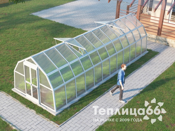 Теплица Рада Ладога из поликарбоната, 2.65х8 метров, белая